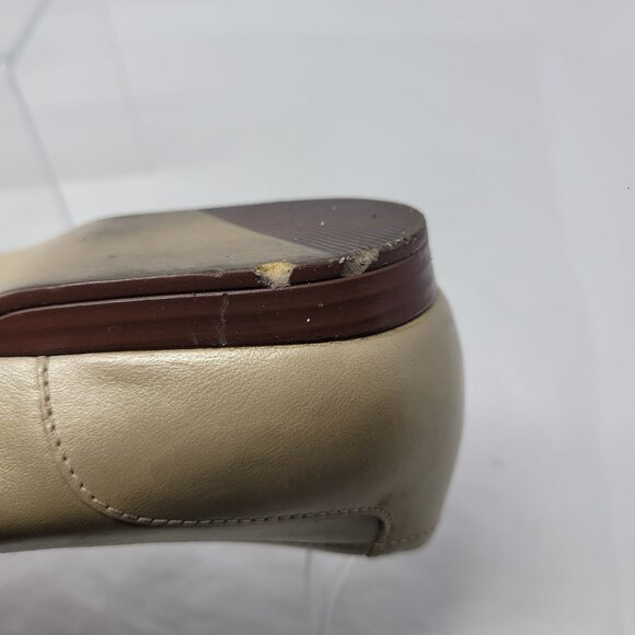 Vtg Worthington Linda Leather Loafers Sz 6.5 Brushed Gold‎ Comfy Slip On Brazil - Picture 11 of 14